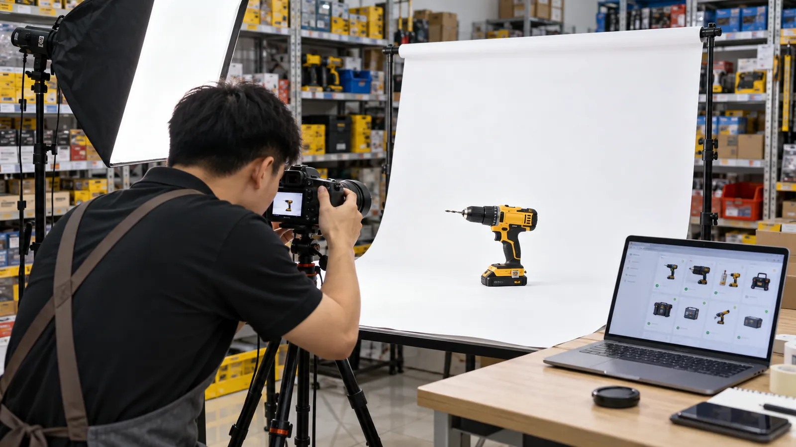 Chụp ảnh sản phẩm nền sáng và quản lý nguồn cấp