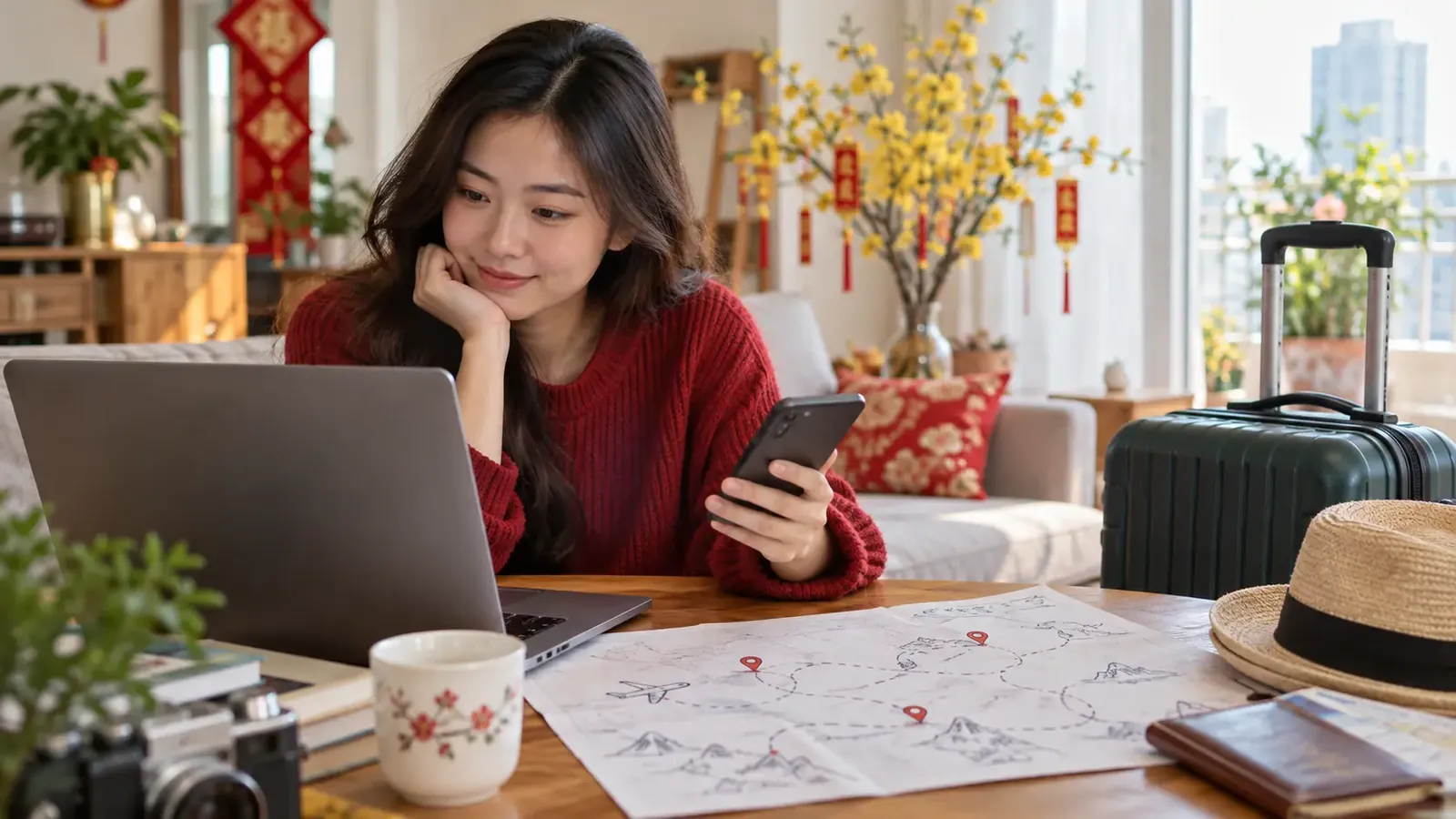 Khách hàng tìm chuyến đi Tết và chuẩn bị hành lý
