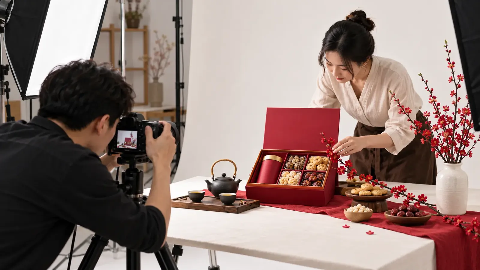 Chuẩn bị ảnh sản phẩm hộp quà Tết cho quảng cáo Shopping